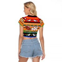 Happy Holigays Christmas Raglan Cropped T Shirt Xmas Holiday Patterns - Wonder Print Shop