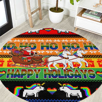 Happy Holigays Christmas Round Carpet Xmas Holiday Patterns - Wonder Print Shop