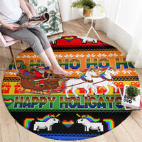Happy Holigays Christmas Round Carpet Xmas Holiday Patterns - Wonder Print Shop