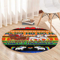 Happy Holigays Christmas Round Carpet Xmas Holiday Patterns - Wonder Print Shop