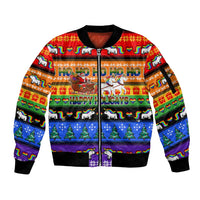 Happy Holigays Christmas Sleeve Zip Bomber Jacket Xmas Holiday Patterns - Wonder Print Shop