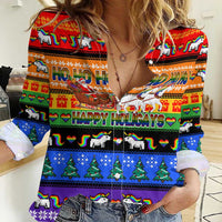 Happy Holigays Christmas Women Casual Shirt Xmas Holiday Patterns - Wonder Print Shop