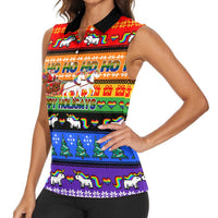 Happy Holigays Christmas Women Sleeveless Polo Shirt Xmas Holiday Patterns - Wonder Print Shop
