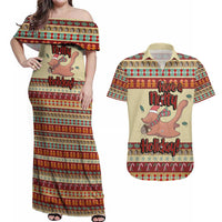 Have A Nutty Holiday Christmas Christmas Couples Matching Off Shoulder Maxi Dress and Hawaiian Shirt Xmas Holiday Patterns - Wonder Print Shop