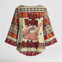 Have A Nutty Holiday Christmas Christmas Kimono Sleeve Blouse Xmas Holiday Patterns - Wonder Print Shop