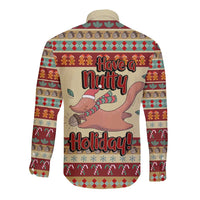 Have A Nutty Holiday Christmas Christmas Long Sleeve Button Shirt Xmas Holiday Patterns - Wonder Print Shop
