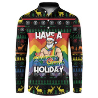 Have A Super Gay Holiday Christmas Button Sweatshirt Xmas Holiday Patterns - Wonder Print Shop