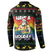 Have A Super Gay Holiday Christmas Button Sweatshirt Xmas Holiday Patterns - Wonder Print Shop