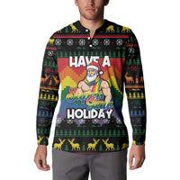 Have A Super Gay Holiday Christmas Button Sweatshirt Xmas Holiday Patterns - Wonder Print Shop