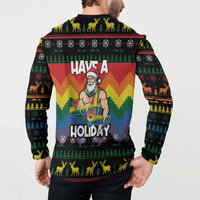 Have A Super Gay Holiday Christmas Button Sweatshirt Xmas Holiday Patterns - Wonder Print Shop