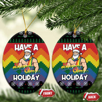 Have A Super Gay Holiday Christmas Ceramic Ornament Xmas Holiday Patterns - Wonder Print Shop