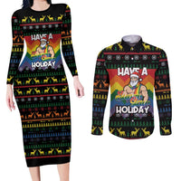 Have A Super Gay Holiday Christmas Couples Matching Long Sleeve Bodycon Dress and Long Sleeve Button Shirt Xmas Holiday Patterns - Wonder Print Shop
