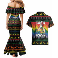 Have A Super Gay Holiday Christmas Couples Matching Mermaid Dress and Hawaiian Shirt Xmas Holiday Patterns - Wonder Print Shop