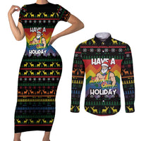 Have A Super Gay Holiday Christmas Couples Matching Short Sleeve Bodycon Dress and Long Sleeve Button Shirt Xmas Holiday Patterns - Wonder Print Shop