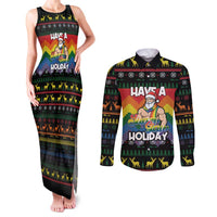Have A Super Gay Holiday Christmas Couples Matching Tank Maxi Dress and Long Sleeve Button Shirt Xmas Holiday Patterns - Wonder Print Shop