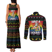 Have A Super Gay Holiday Christmas Couples Matching Tank Maxi Dress and Long Sleeve Button Shirt Xmas Holiday Patterns - Wonder Print Shop