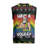 Have A Super Gay Holiday Christmas Knitted V-Neck Vest Xmas Holiday Patterns - Wonder Print Shop