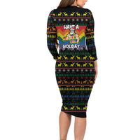 Have A Super Gay Holiday Christmas Long Sleeve Bodycon Dress Xmas Holiday Patterns - Wonder Print Shop
