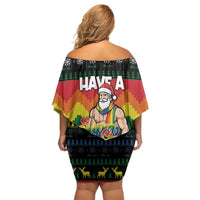 Have A Super Gay Holiday Christmas Off Shoulder Short Dress Xmas Holiday Patterns - Wonder Print Shop