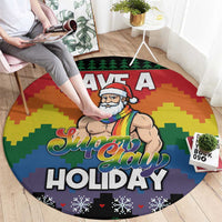 Have A Super Gay Holiday Christmas Round Carpet Xmas Holiday Patterns - Wonder Print Shop