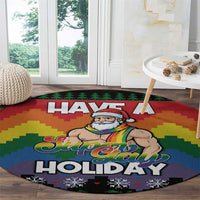 Have A Super Gay Holiday Christmas Round Carpet Xmas Holiday Patterns - Wonder Print Shop