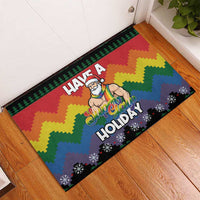 Have A Super Gay Holiday Christmas Rubber Doormat Xmas Holiday Patterns - Wonder Print Shop
