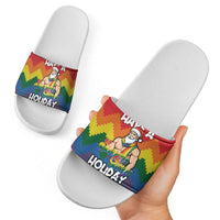 Have A Super Gay Holiday Christmas Slide Sandals Xmas Holiday Patterns - Wonder Print Shop