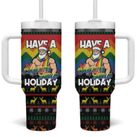 Have A Super Gay Holiday Christmas Tumbler With Handle Xmas Holiday Patterns - Wonder Print Shop
