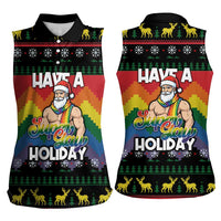 Have A Super Gay Holiday Christmas Women Sleeveless Polo Shirt Xmas Holiday Patterns - Wonder Print Shop