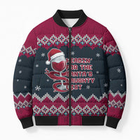 Headin For Santas Naughty Christmas Christmas Bomber Puffer Jacket Xmas Holiday Patterns - Wonder Print Shop