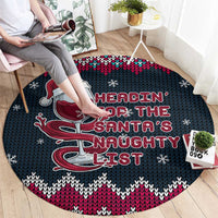 Headin For Santas Naughty Christmas Christmas Round Carpet Xmas Holiday Patterns - Wonder Print Shop
