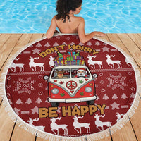 Hippie Car Santa Claus Christmas Beach Blanket Xmas Holiday Patterns - Wonder Print Shop
