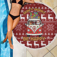 Hippie Car Santa Claus Christmas Beach Blanket Xmas Holiday Patterns - Wonder Print Shop