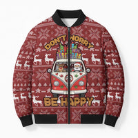 Hippie Car Santa Claus Christmas Bomber Puffer Jacket Xmas Holiday Patterns - Wonder Print Shop
