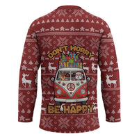 Hippie Car Santa Claus Christmas Hockey Jersey Xmas Holiday Patterns - Wonder Print Shop