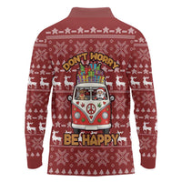 Hippie Car Santa Claus Christmas Long Sleeve Polo Shirt Xmas Holiday Patterns - Wonder Print Shop