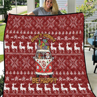 Hippie Car Santa Claus Christmas Quilt Xmas Holiday Patterns - Wonder Print Shop