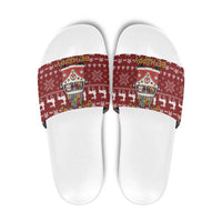 Hippie Car Santa Claus Christmas Slide Sandals Xmas Holiday Patterns - Wonder Print Shop