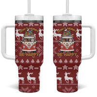 Hippie Car Santa Claus Christmas Tumbler With Handle Xmas Holiday Patterns - Wonder Print Shop