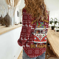 Hippie Car Santa Claus Christmas Women Casual Shirt Xmas Holiday Patterns - Wonder Print Shop