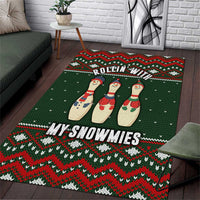 Christmas Bowling Rollin With My Snowmies Area Rug Xmas Holiday Patterns - Wonder Print Shop