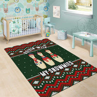 Christmas Bowling Rollin With My Snowmies Area Rug Xmas Holiday Patterns - Wonder Print Shop