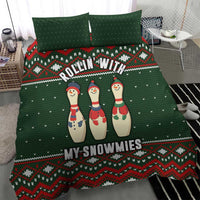 Christmas Bowling Rollin With My Snowmies Bedding Set Xmas Holiday Patterns - Wonder Print Shop