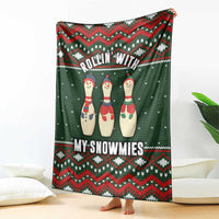 Christmas Bowling Rollin With My Snowmies Blanket Xmas Holiday Patterns - Wonder Print Shop