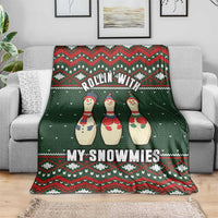 Christmas Bowling Rollin With My Snowmies Blanket Xmas Holiday Patterns - Wonder Print Shop