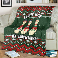 Christmas Bowling Rollin With My Snowmies Blanket Xmas Holiday Patterns - Wonder Print Shop