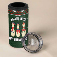 Christmas Bowling Rollin With My Snowmies 4 in 1 Can Cooler Tumbler Xmas Holiday Patterns - Wonder Print Shop