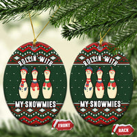 Christmas Bowling Rollin With My Snowmies Ceramic Ornament Xmas Holiday Patterns - Wonder Print Shop