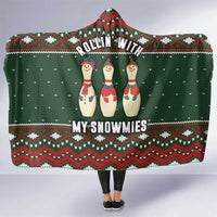 Christmas Bowling Rollin With My Snowmies Hooded Blanket Xmas Holiday Patterns - Wonder Print Shop