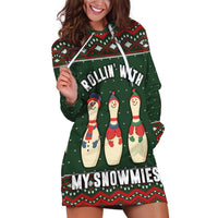 Christmas Bowling Rollin With My Snowmies Hoodie Dress Xmas Holiday Patterns - Wonder Print Shop